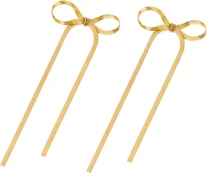 1 Pair Dangle Bow Earrings for Women Minimalist Statement Jewelry Elegant Fashion Accessories for Special Events and Everyday Wear Unique Design