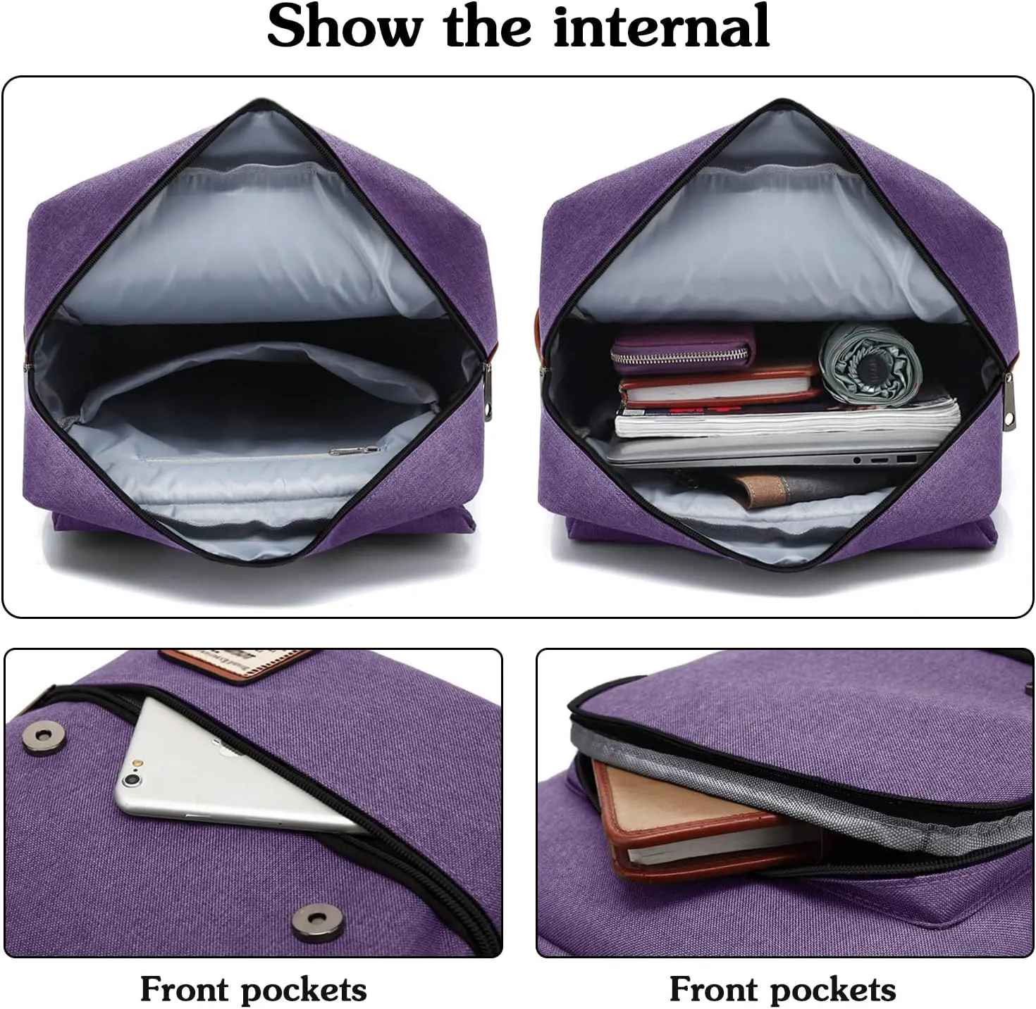 15.6 inch Laptop Backpack College School Backpacks for Women Men Work Business School Travel (Purple)
