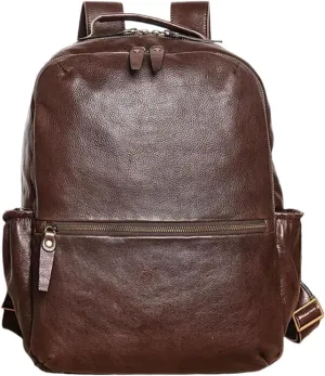 16.5Inch Luggage Backpacks Mens Briefcases Genuine Leather Laptop Bags Bookbags Travel Bags Casual Daypack(Brown-2)