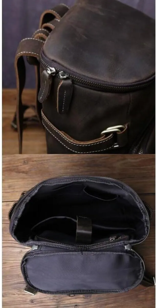 16.5Inch Travel Bags Genuine Leather Backpacks Mens Laptop Bags Computers Bags Casual Daypack Briefcases(Brown)