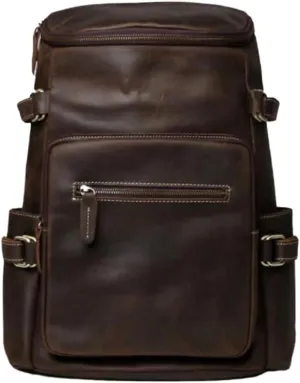 16.5Inch Travel Bags Genuine Leather Backpacks Mens Laptop Bags Computers Bags Casual Daypack Briefcases(Brown)