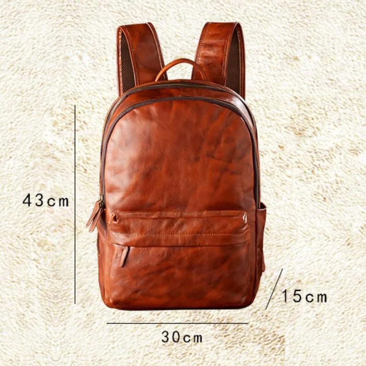 16.9Inch Luggage Travel Bags Backpacks Genuine Leather Laptop Bags Mens Casual Daypack Briefcases Computers Bags(Brown)