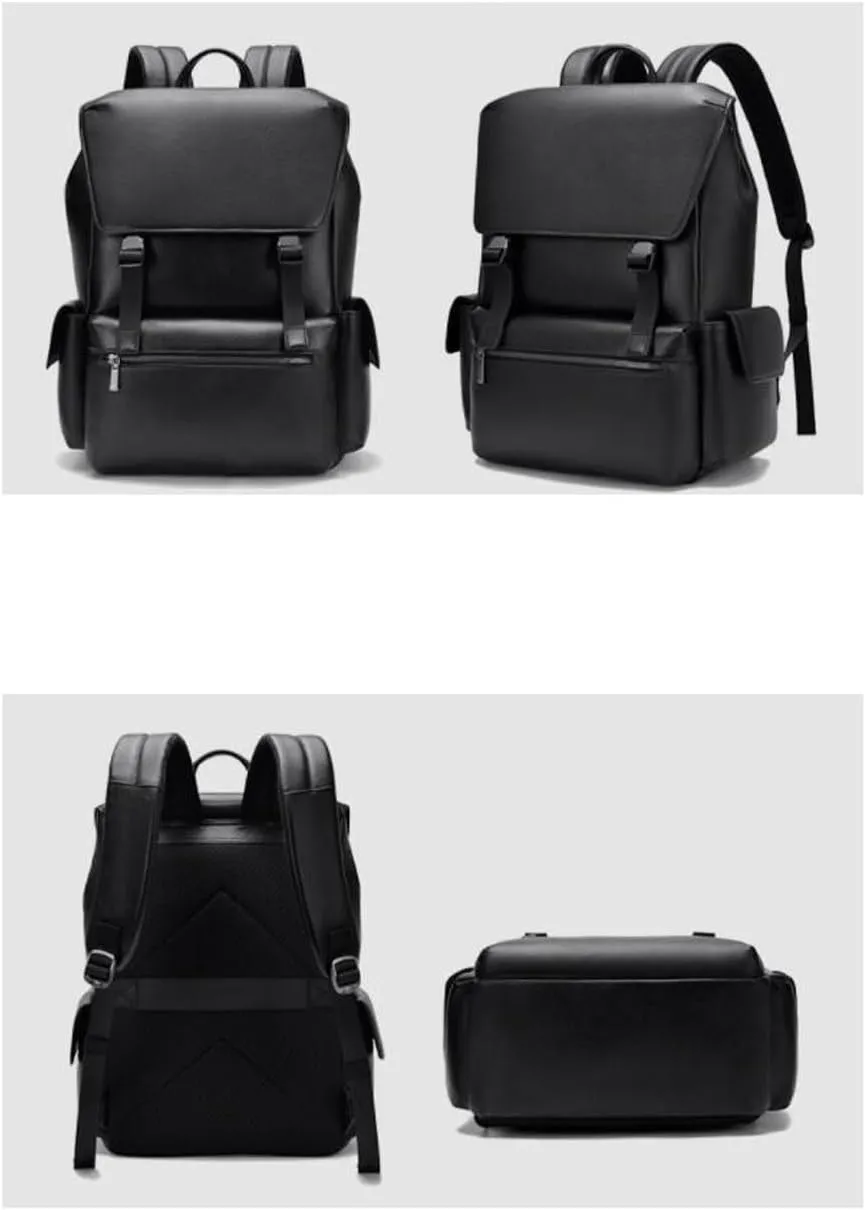 17.7Inch Genuine Leather Backpacks Mens Laptop Bags Computers Bags Casual Daypack Briefcases Travel Bags(White)