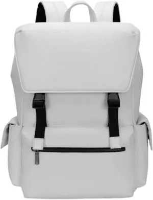 17.7Inch Genuine Leather Backpacks Mens Laptop Bags Computers Bags Casual Daypack Briefcases Travel Bags(White)