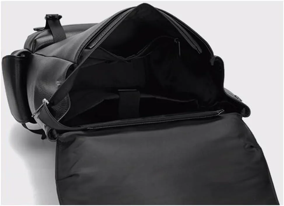 17.7Inch Genuine Leather Backpacks Mens Laptop Bags Computers Bags Casual Daypack Briefcases Travel Bags(White)