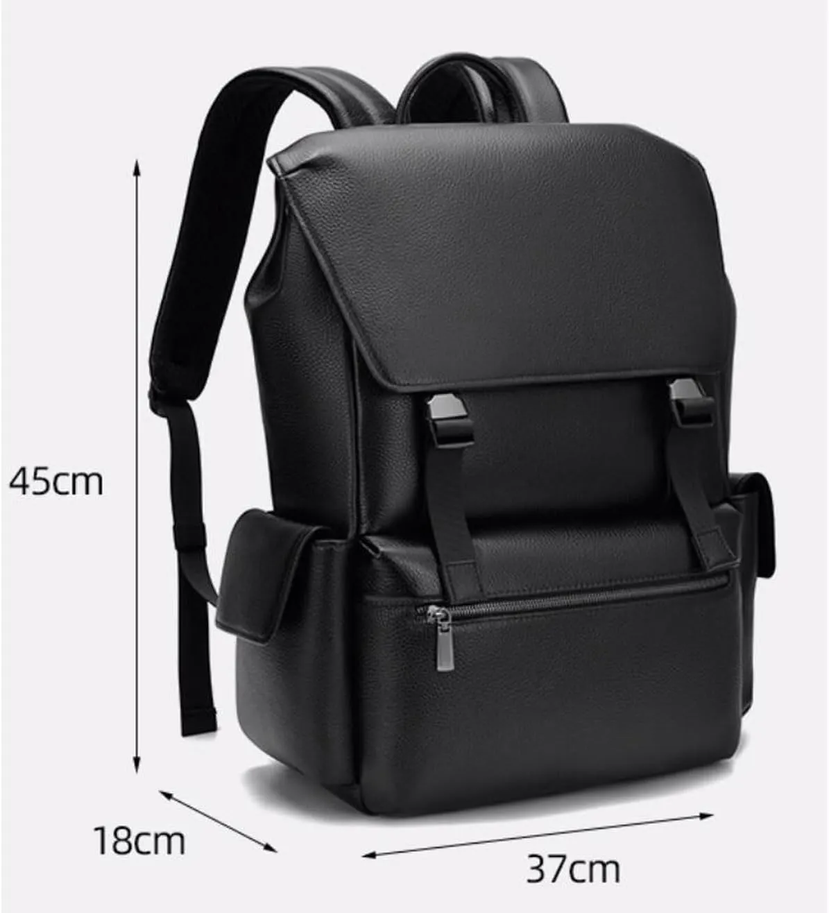17.7Inch Genuine Leather Backpacks Mens Laptop Bags Computers Bags Casual Daypack Briefcases Travel Bags(White)