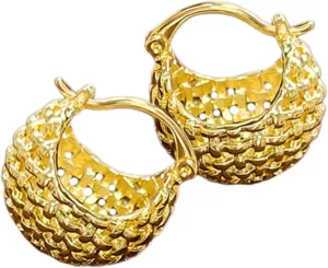 1Pair Elegant Hollow out Ball Hoop Earrings for Women Lightweight Minimalist Design Vintage Style Ear Hoops present for Friends Loved Ones