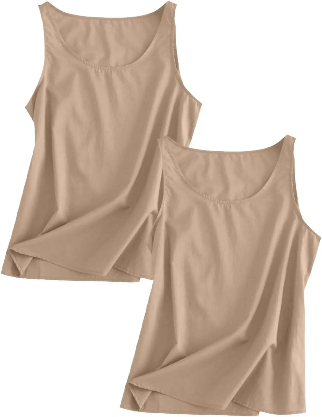 2 Pack Womens Linen Tank Tops 2025 Summer Beach Vacation Shirt Crew Neck Sleeveless Loose Fit Casual Blouse