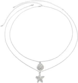 2Pcs/Set Simple Shell Waist Chains for Women Metal Bikini Body Chains Beach Sexy Belly Chains Jewelry(Silver)