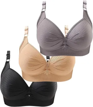 3 Pack Sports Bras for Women No Underwire Push up Comfort Bra Solid Color Seamless Plus Size Sleep Bra Top Every