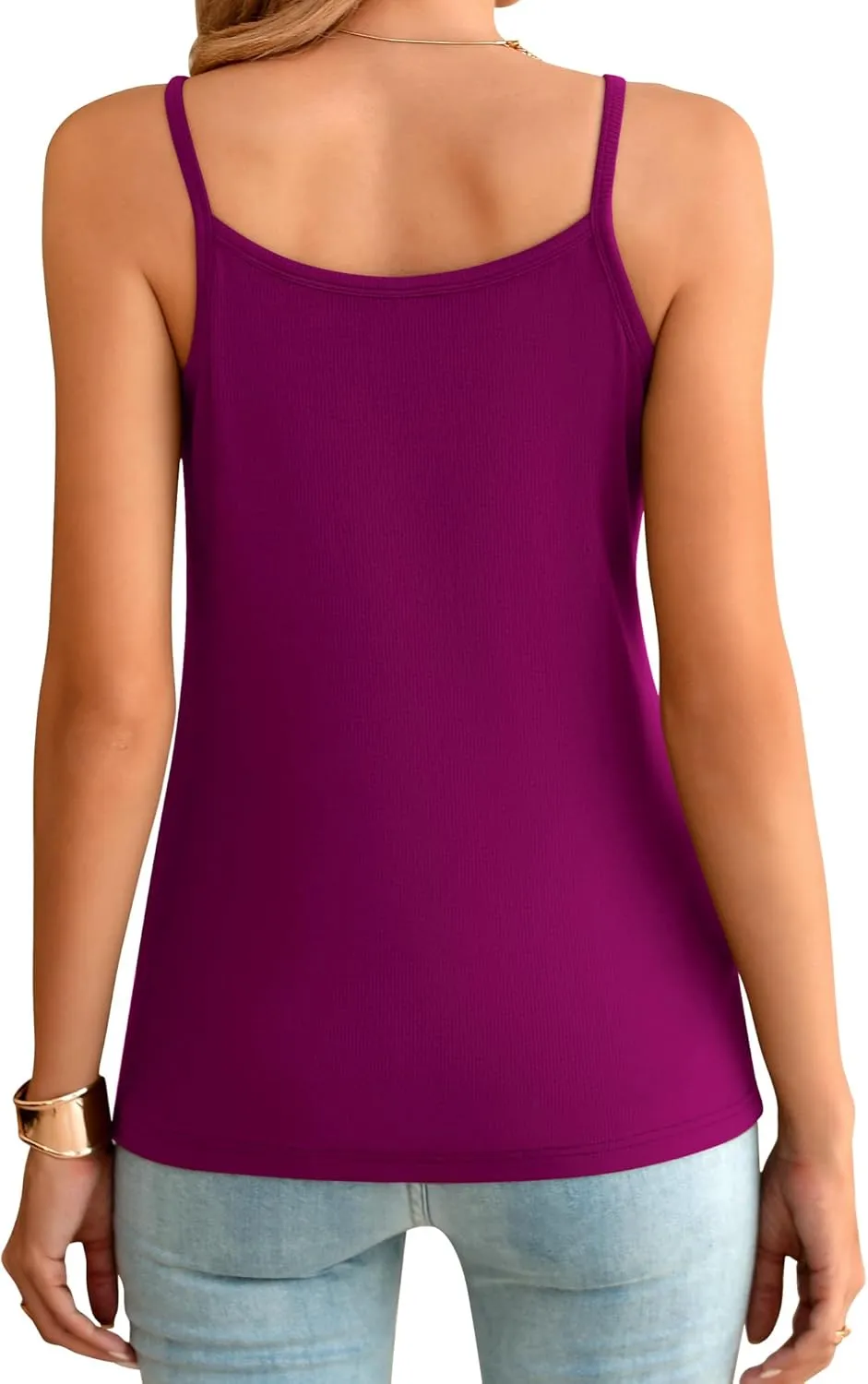 3 Pack Women Camisole Tops, Ribbed Knit Tank Tops, Slim Fitted Cami Shirts Summer Casual Spaghetti Strap Tops