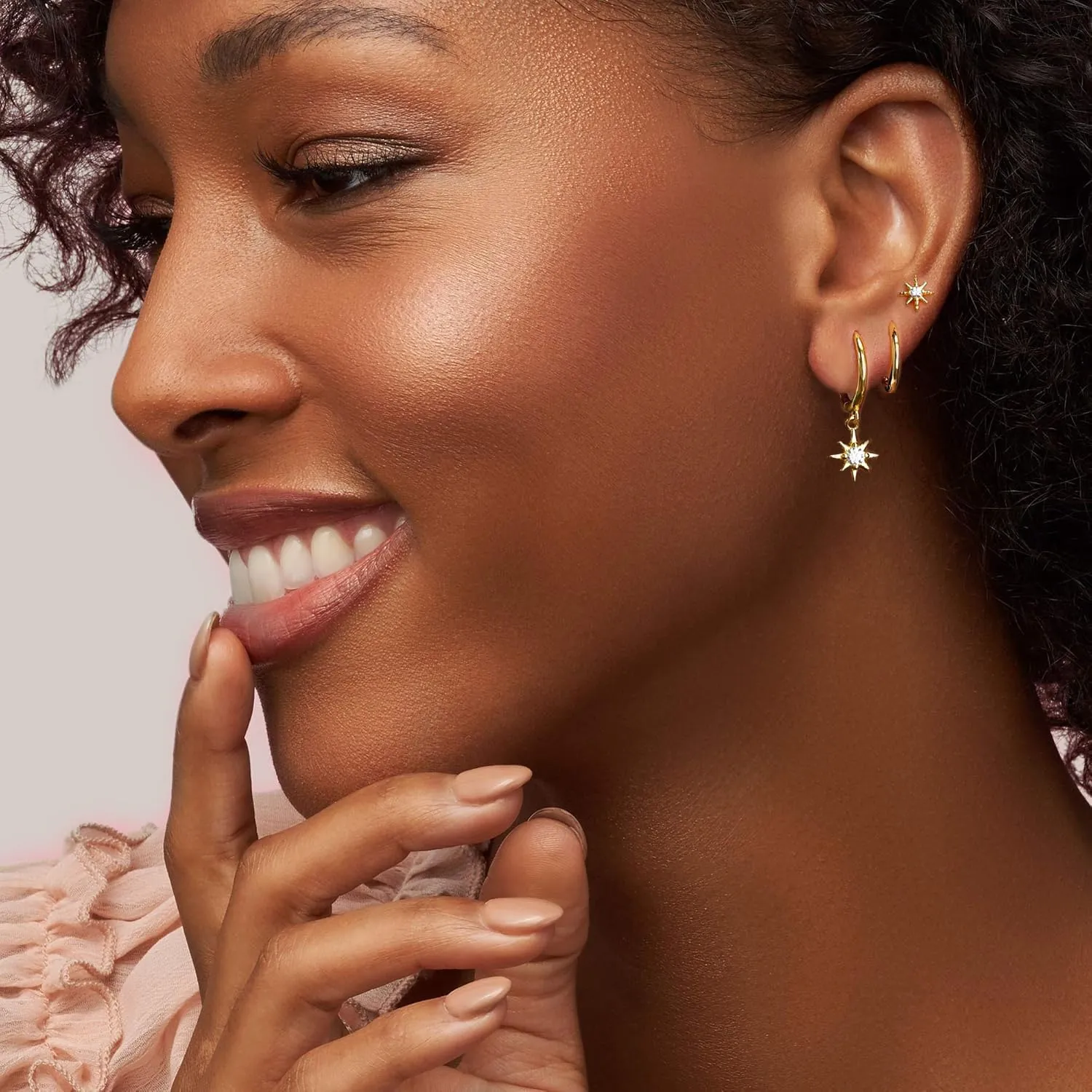 3 Pairs Gold Earrings for Women - 925 Sterling Silver Post Hypoallergenic 14K Gold Hoop Earrings Sets for Multiple Piercing Small Huggie Hoop Earrings for Women Trendy Dainty Chunky Thick Tiny Cartilage Earrings