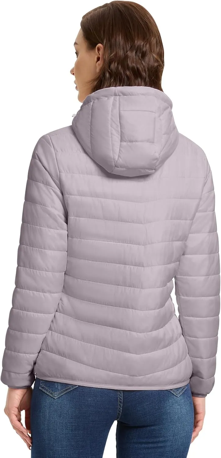 33,000ft Women's Hooded Packable Puffer Jacket Lightweight Warm Puffy Quilted Winter Coat