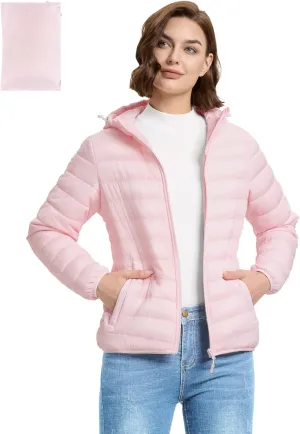 33,000ft Women's Hooded Packable Puffer Jacket Lightweight Warm Puffy Quilted Winter Coat