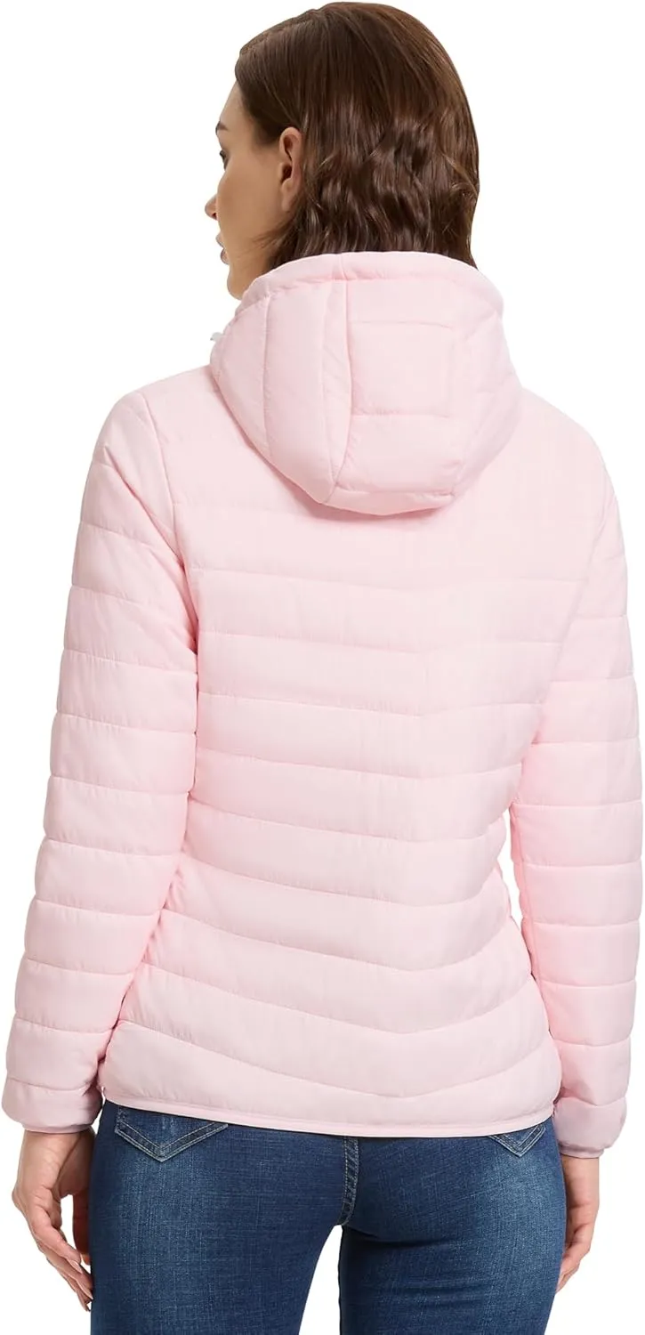 33,000ft Women's Hooded Packable Puffer Jacket Lightweight Warm Puffy Quilted Winter Coat