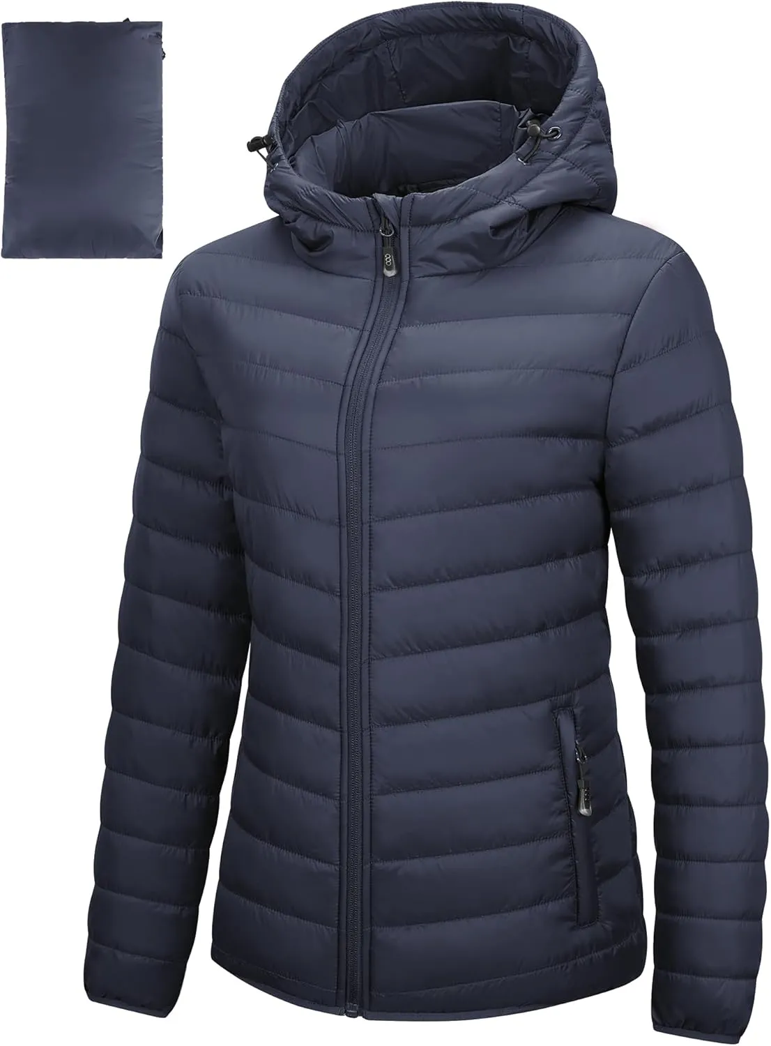 33,000ft Women's Hooded Packable Puffer Jacket Lightweight Warm Puffy Quilted Winter Coat