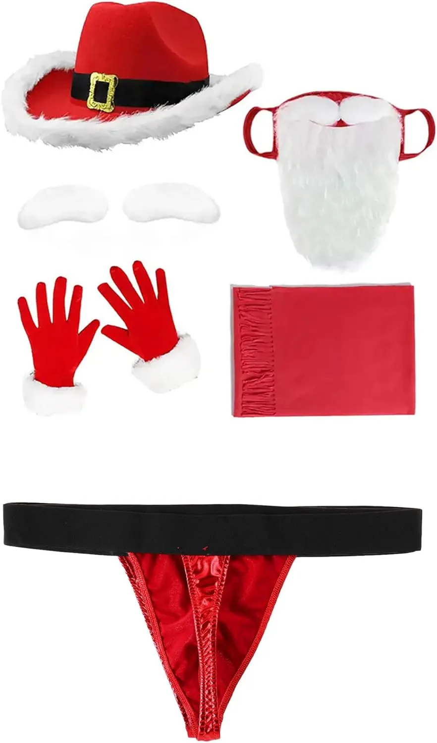 6Pcs Men's Christmas Underpants Set Patent Leather Santa Briefs Elastic Waistband Underwear