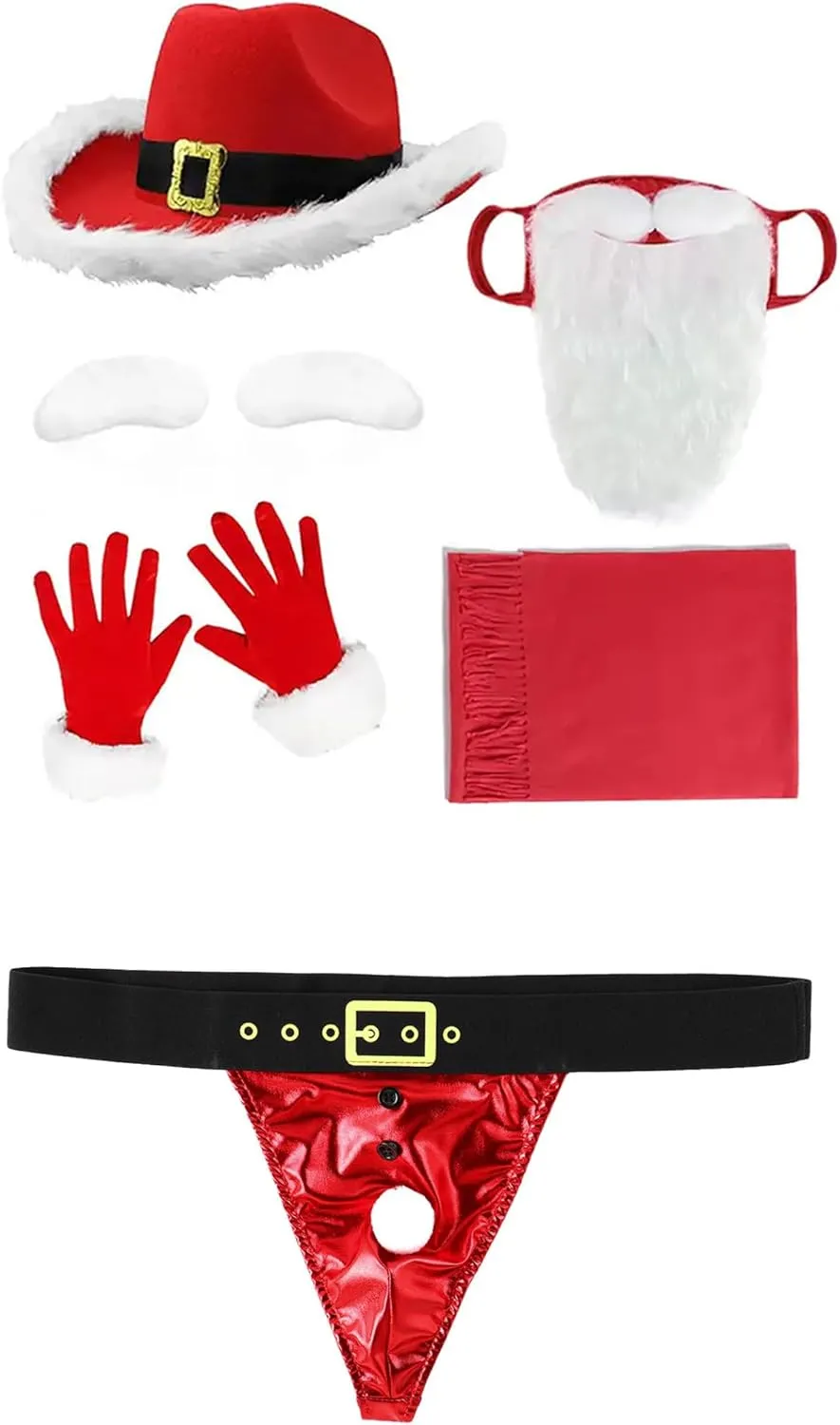 6Pcs Men's Christmas Underpants Set Patent Leather Santa Briefs Elastic Waistband Underwear