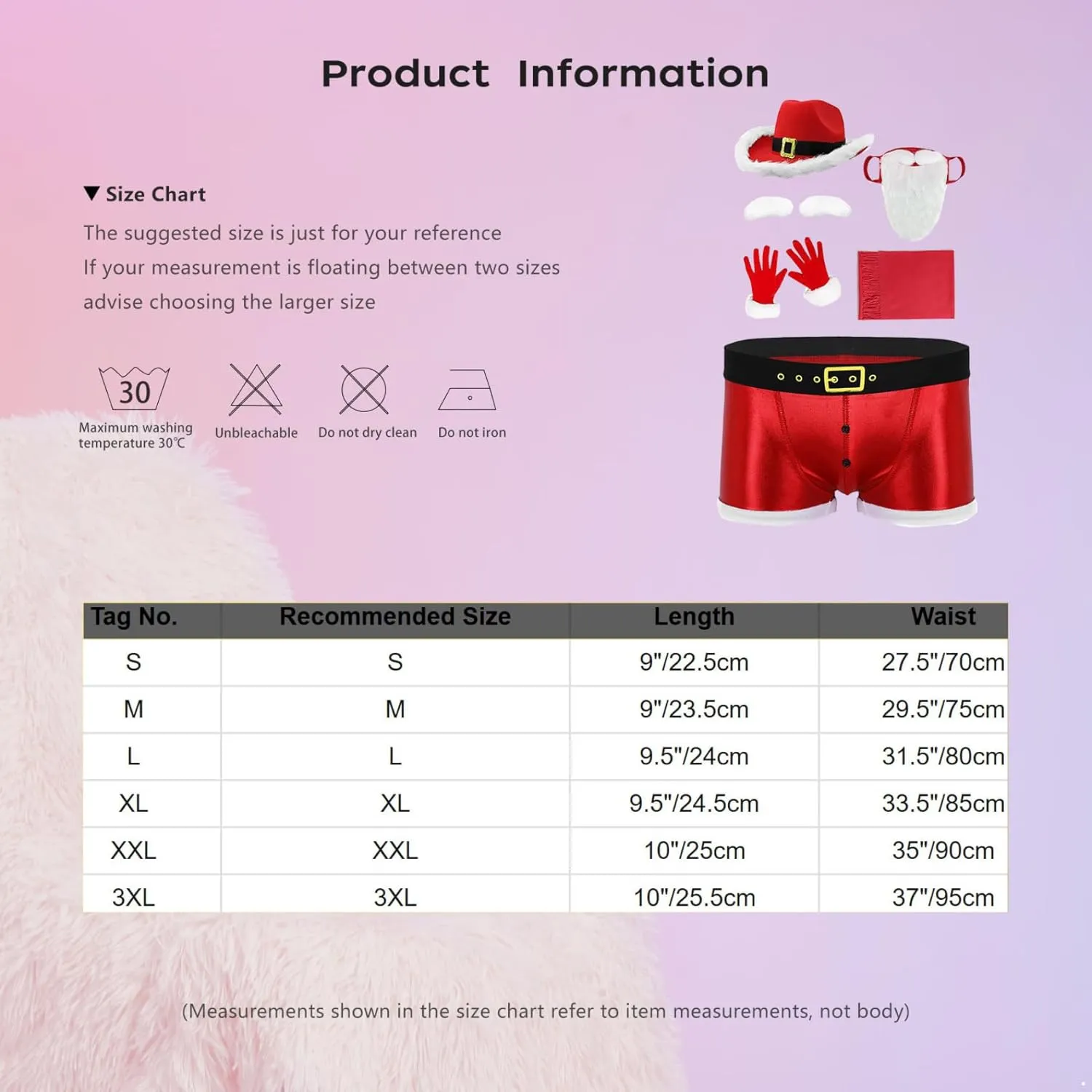 6Pcs Men's Christmas Underpants Set Patent Leather Santa Briefs Elastic Waistband Underwear