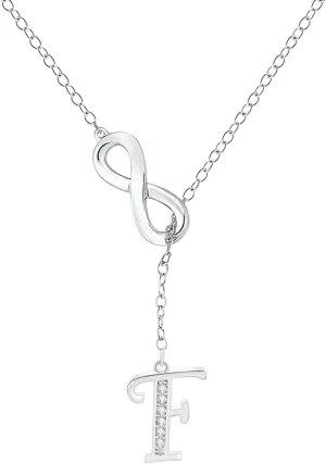 925 Sterling Silver Initial Necklaces for Lady,Mother's Day Jewelry Gift Dainty 8 Shaped Tassel Silver Letter Chain for Women