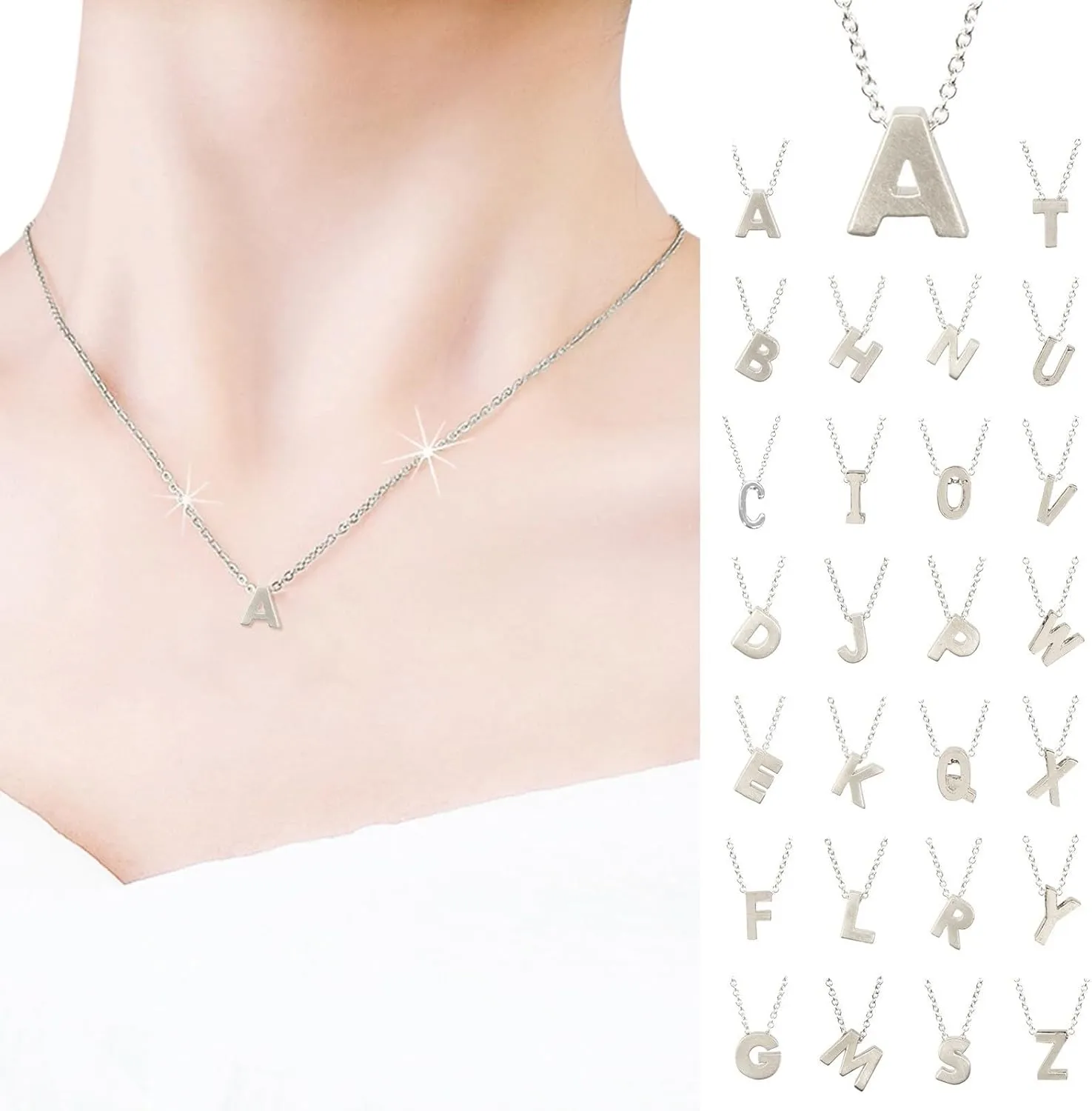925 Sterling Silver Necklaces for Women,Stackable Initial Alphabet Pendant Necklaces Trendy Gold Choker Jewelry Gifts for Mom