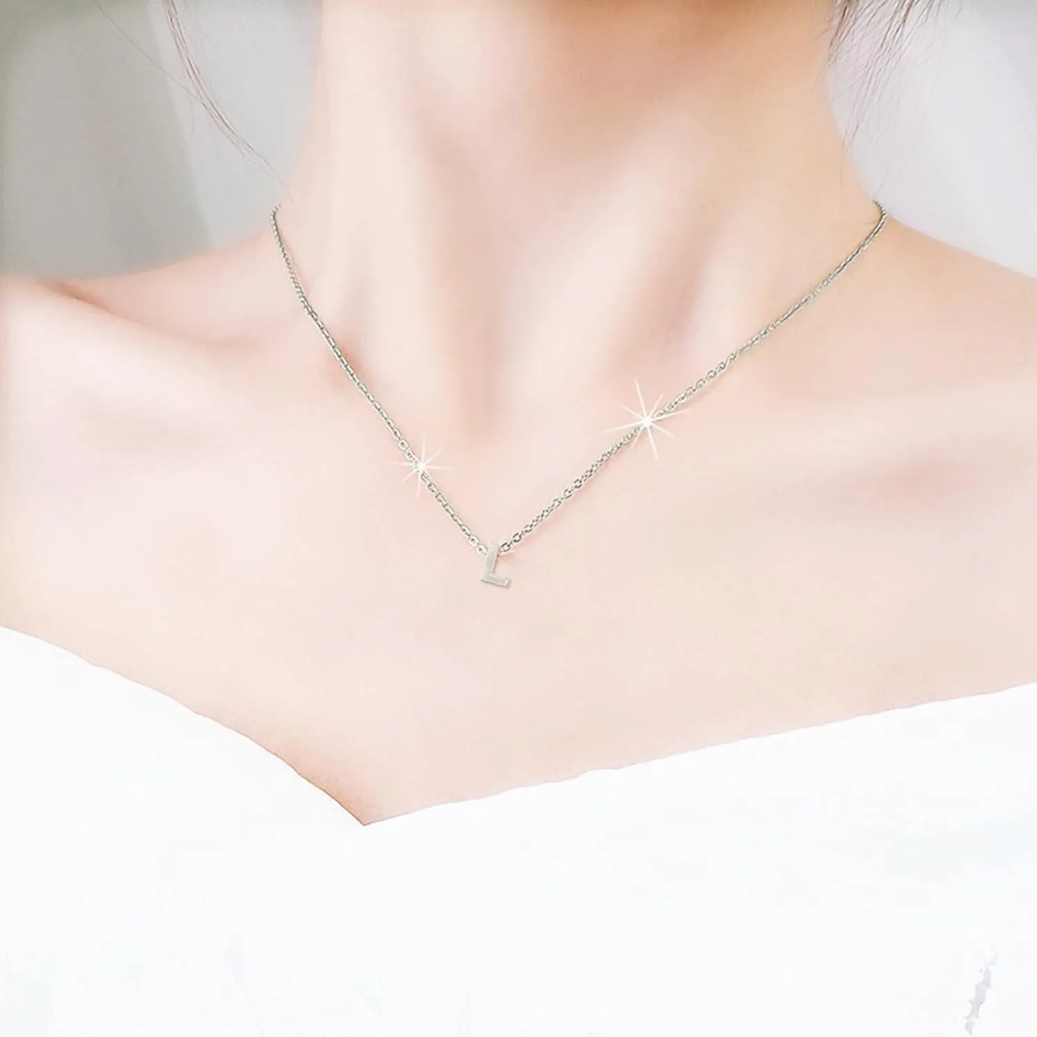 925 Sterling Silver Necklaces for Women,Stackable Initial Alphabet Pendant Necklaces Trendy Gold Choker Jewelry Gifts for Mom