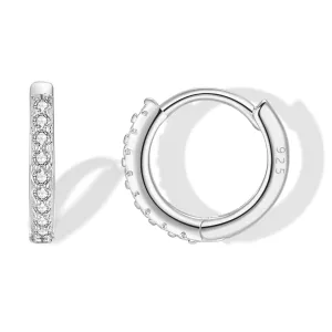 925 Sterling Silver Small Gold Hoop Earrings for Women Men,14K Gold Plated Cubic Zirconia Huggie Hoop Earrings for Cartilage, Helix, Tragus, Dainty Lightweight Hypoallergenic Earrings (Silver, 8mm)