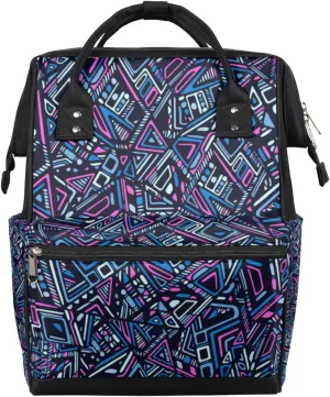 Abstract Geometrical Seamless Colorful Texture Diaper Bag Tote Large Capacity Waterproof with Adjustable Shoulder Strap and Pram Straps Mommy Bag for Hospital Beach Weekender Travel