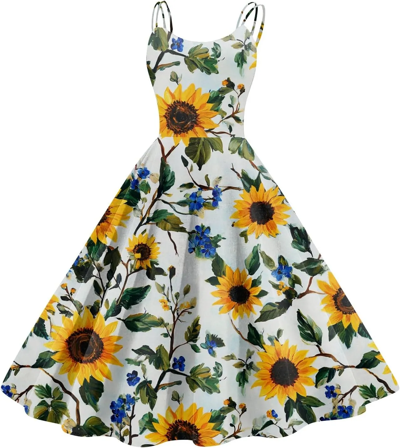 ADHOWBEW Spring Dresses for Women 2025 Trendy Round Neck Sexy Casual Vacation Flowy Plus Size Sleeveless Outfits