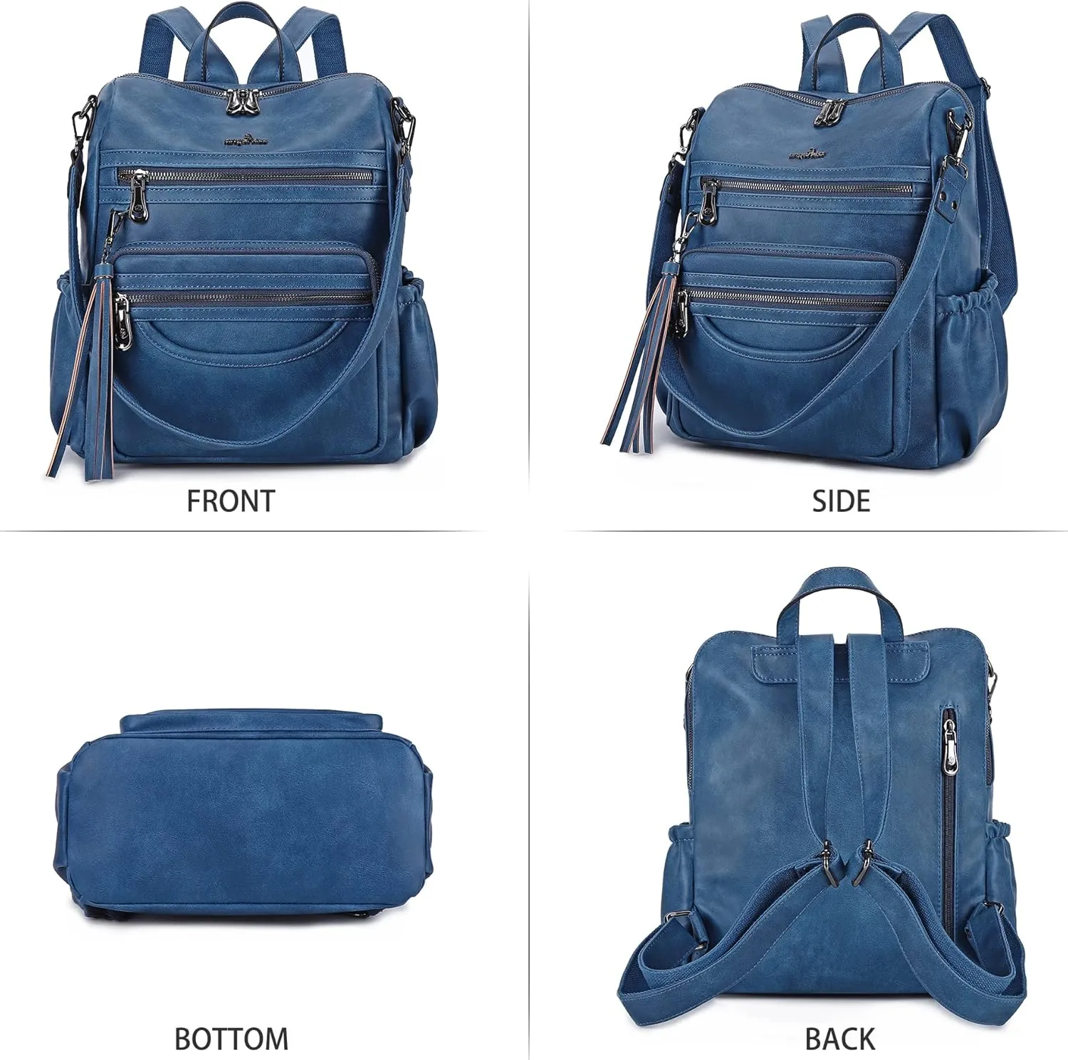 Angel Kiss Women's Backpacks & Purse - PU Leather Zipper Casual Backpacks & Shoulder Bags