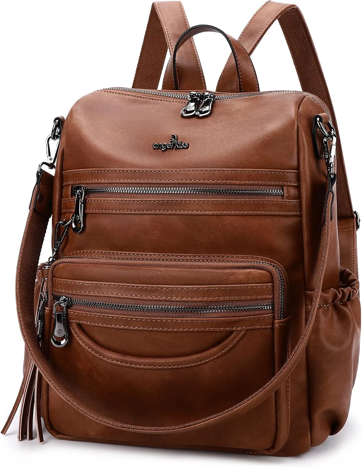 Angel Kiss Women's Backpacks & Purse - PU Leather Zipper Casual Backpacks & Shoulder Bags