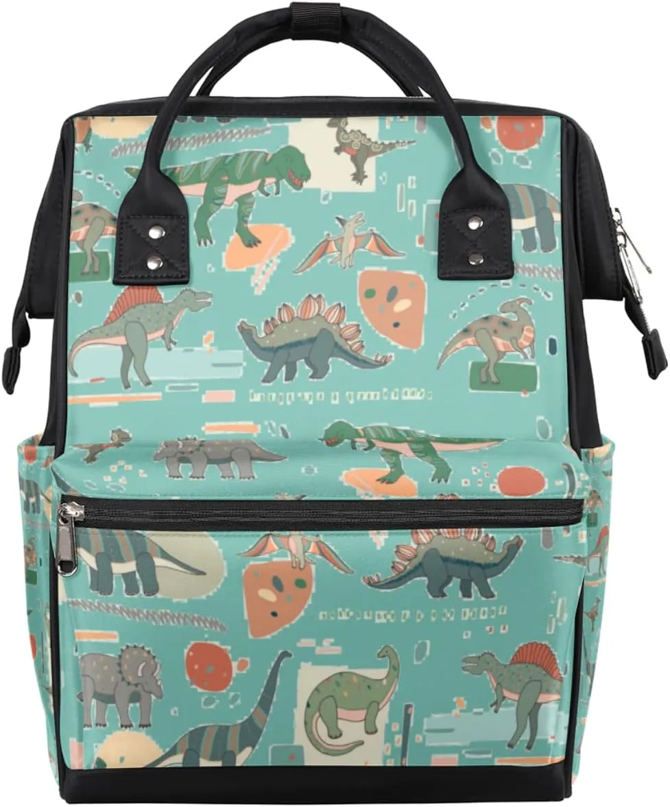 Animal Dinosaur Diaper Bag Tote Large Capacity Waterproof with Adjustable Shoulder Strap and Pram Straps Mommy Bag for Hospital Beach Weekender Travel