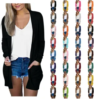 Aniywn Dressy Cardigan Sweaters for Women for Evening Party Women Lightweight Long Sleeve Casual Open-Front Sweater Pockets