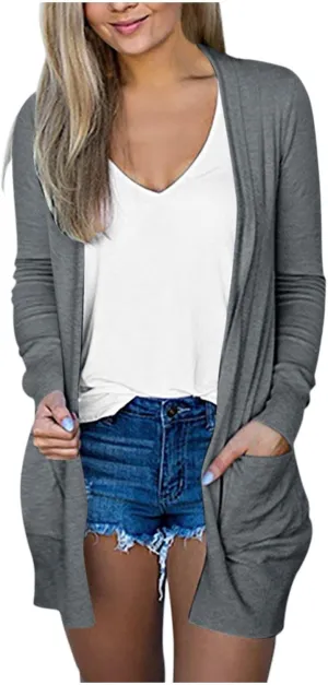 Aniywn Dressy Cardigan Sweaters for Women for Evening Party Women Lightweight Long Sleeve Casual Open-Front Sweater Pockets