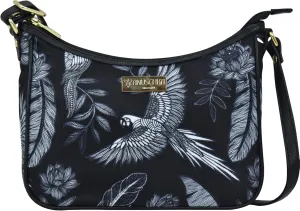 Anuschka East/West Hobo-Wanderlust Collection-Nylon Fabric with Leather Trim and Artwork Print