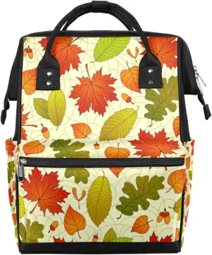 Autumn Leaves Diaper Bag Tote Large Capacity Waterproof with Adjustable Shoulder Strap and Pram Straps Mommy Bag for Hospital Beach Weekender Travel