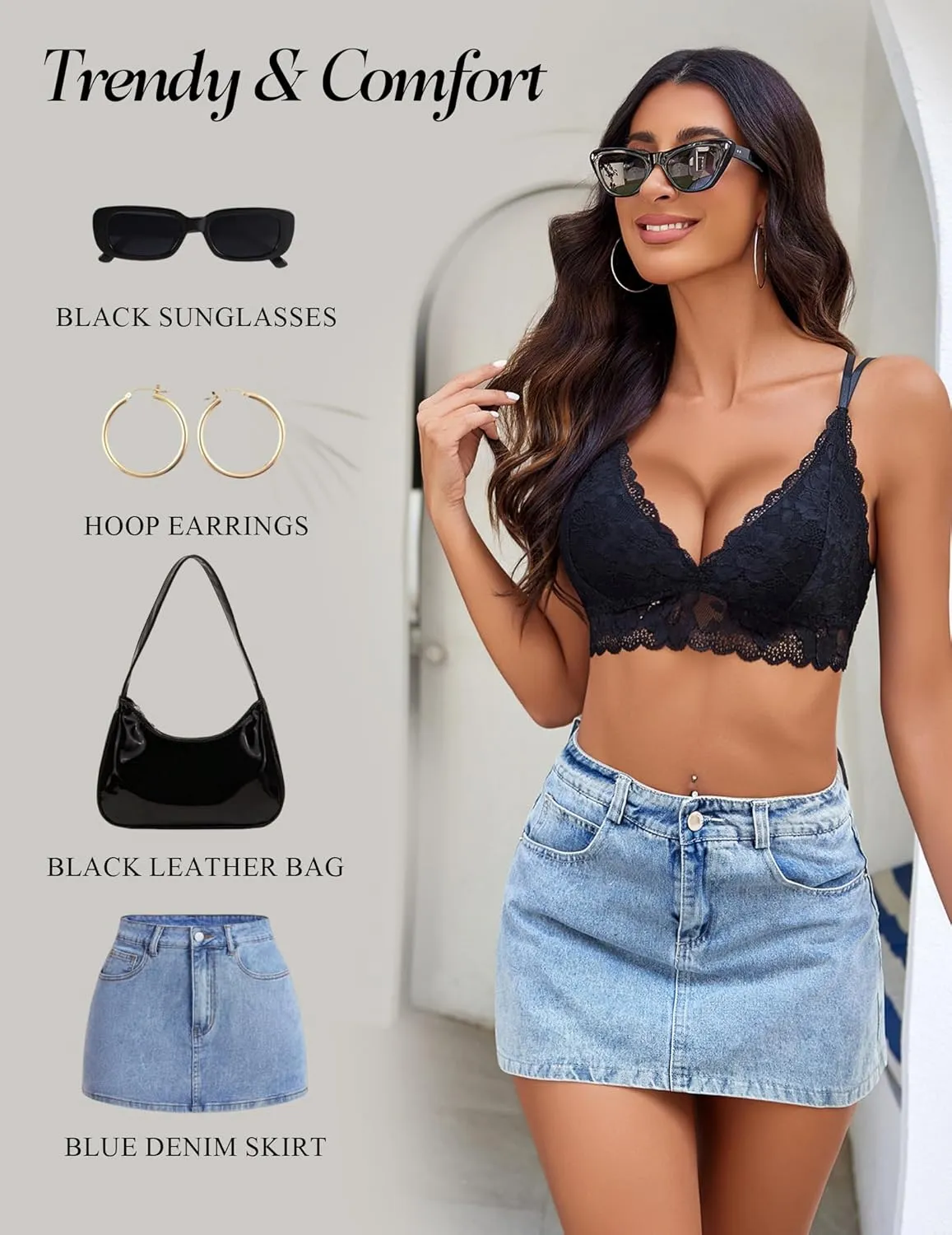 Avidlove Bras for Women Floral Lace Bralettes Deep V Sexy Bras Cross Back Longline Bralette No Padded