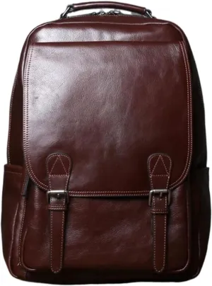 Backpacks Mens Genuine Leather Briefcases Computers Bags Laptop Bags Casual Daypack Luggage Travel Bags(Brown-2)
