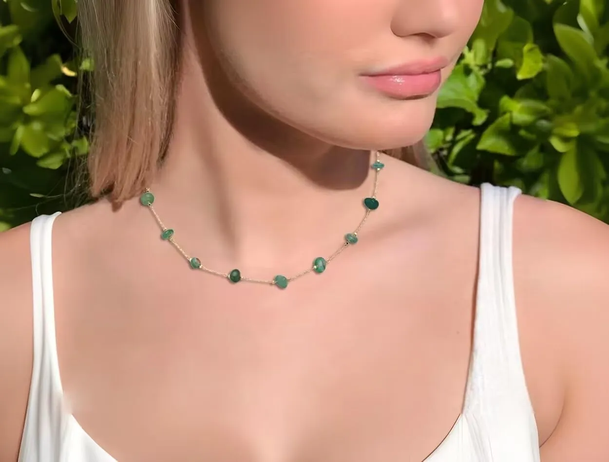 Beaded Choker Necklaces, Handmade Healing Crystal Stone Choker Colorful Bohemian Gemstone Necklaces Gold Summer Beach Choker Necklaces for Women