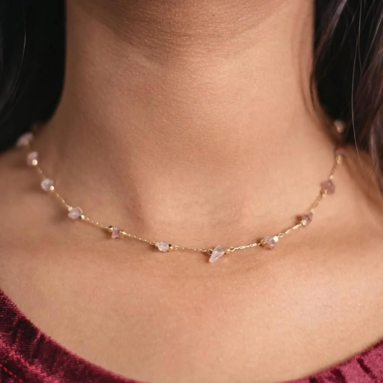 Beaded Choker Necklaces, Handmade Healing Crystal Stone Choker Colorful Bohemian Gemstone Necklaces Gold Summer Beach Choker Necklaces for Women