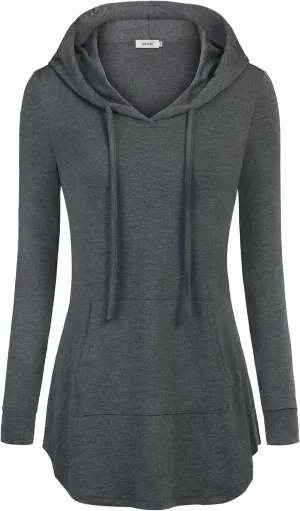 BEPEI Women Tunic Hoodies Long Sleeves Pocket Crewneck Dressy Shirts