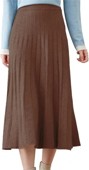Beralst Women's Pleated Knit Sweater Midi Skirts