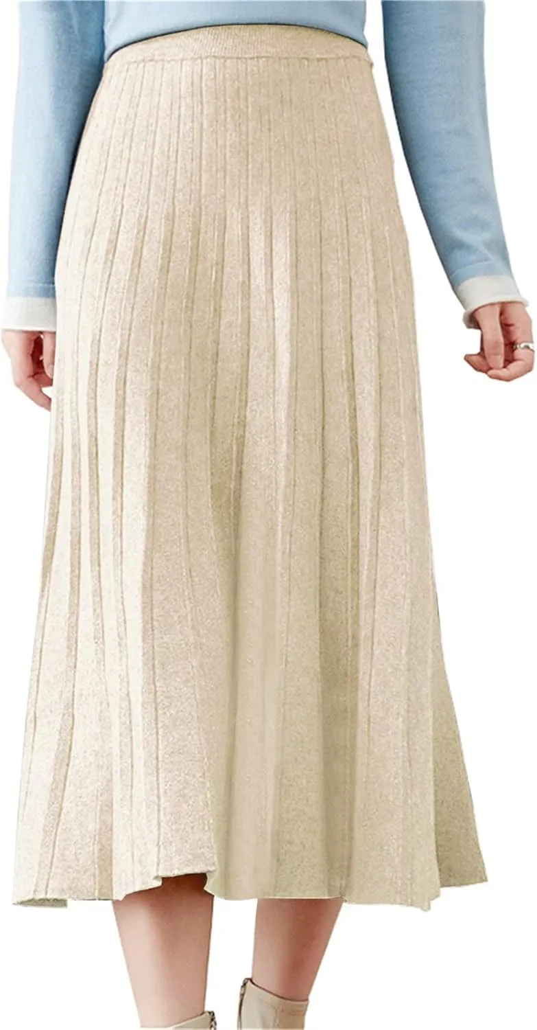 Beralst Women's Pleated Knit Sweater Midi Skirts