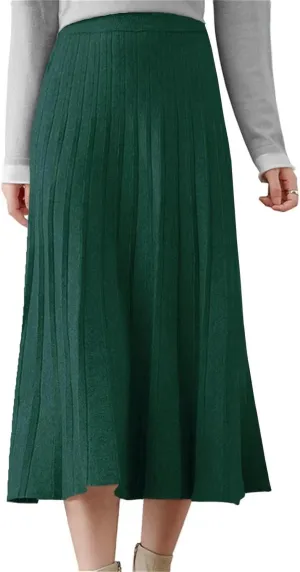 Beralst Women's Pleated Knit Sweater Midi Skirts