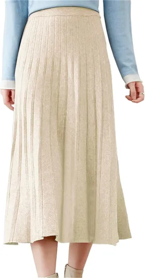 Beralst Women's Pleated Knit Sweater Midi Skirts