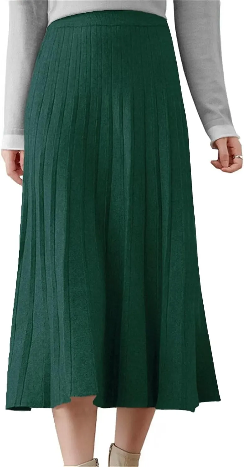 Beralst Women's Pleated Knit Sweater Midi Skirts