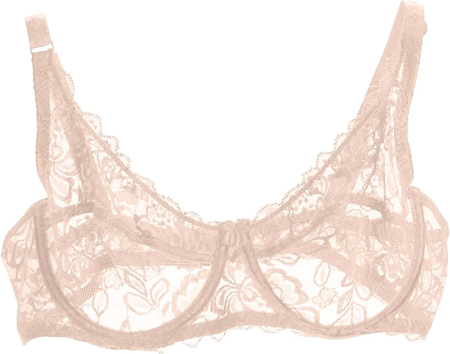 Binmer Women's Sexy Floral Lace Bra Demi Sheer Mesh Balconette Bralette Unlined Underwire Embroidered Mesh Soft Bralettes