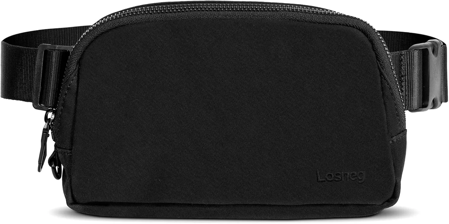 Black Fanny Pack Anti Theft for Women Men Travel, Small Belt Bag, Waist Crossbody Bag with Adjustable Strap, Water-repellent & Lightweight, Stylish Everywhere Bag for Teens Trip, Workout, Unisex