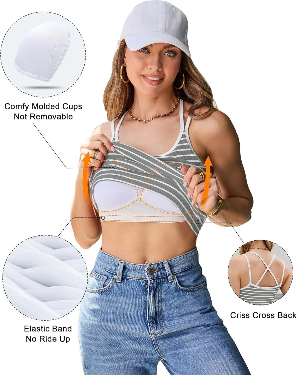 Blooming Jelly Women Ribbed Tank Top with Built in Bra Sleeveless Camisole Tops Y2K Spring Summer Cami 2025