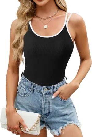 Blooming Jelly Women Ribbed Tank Top with Built in Bra Sleeveless Camisole Tops Y2K Spring Summer Cami 2025